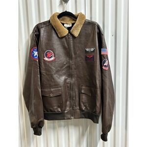 TOM CRUISE TOP GUN MAVERICK BOMBER FUR LEATHER FLIGHT JACKET ADULT LARGE